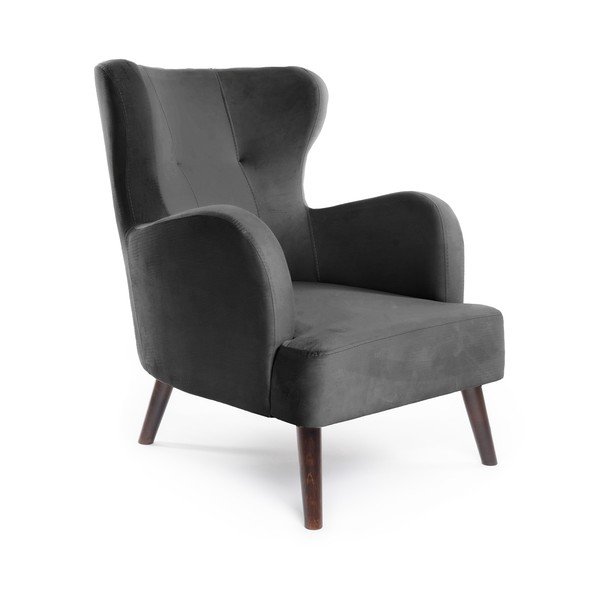 Sötétszürke bársony füles fotel Noemye – Bonami Selection