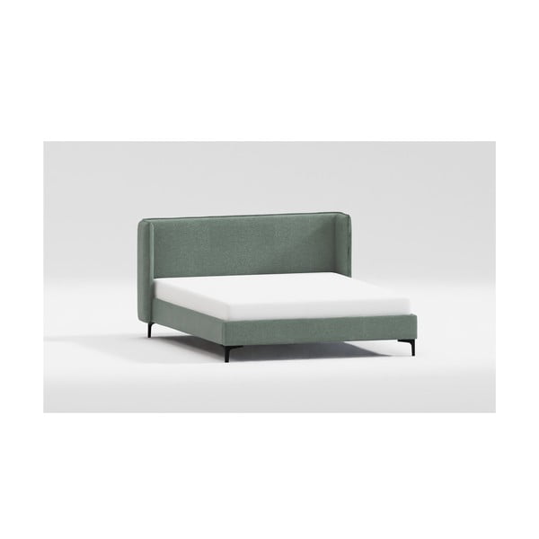 Zöld kárpitozott franciaágy ágyráccsal 160x200 cm Basti – Ropez-image-3