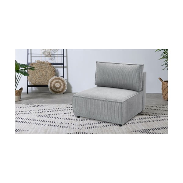 Világosszürke kordbársony kanapé modul (középső rész) Nihad modular – Bobochic Paris-image-1