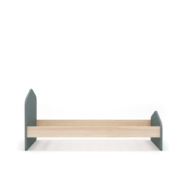 Natúr színű-szürkészöld gyerekágy ágyráccsal 90x190 cm borovi fenyő dekorral Estefania – Marckeric-image-2