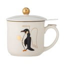 Krémszínű agyagkerámia bögre karácsonyi mintával, szűrővel 300 ml Valentin – Bloomingville