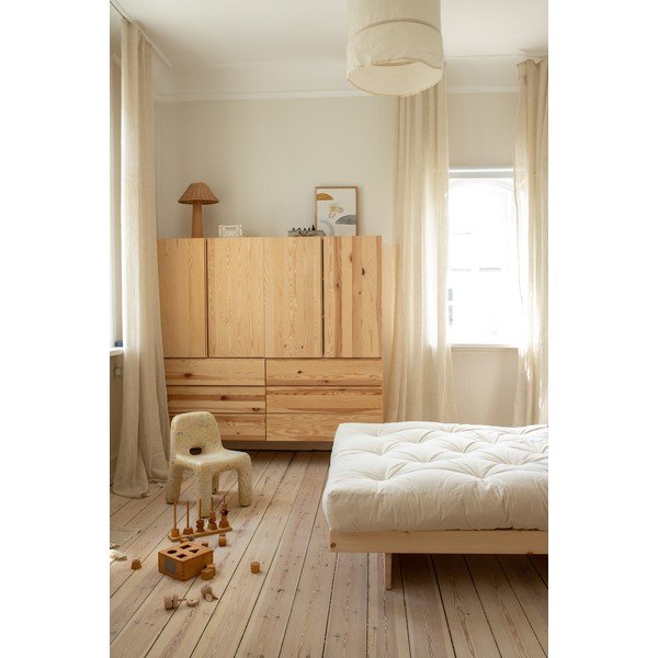 Natúr színű borovi fenyő egyszemélyes ágy ágyráccsal 90x200 cm Kanso – Karup Design-image-4