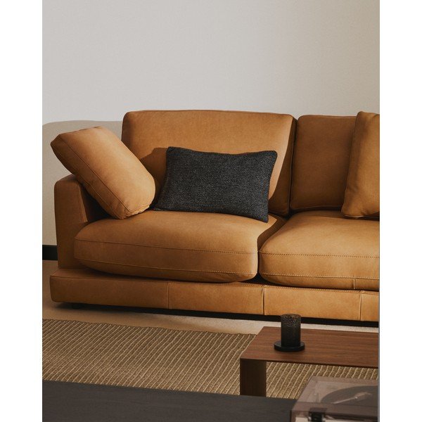Barna bőr kanapé 210 cm Gala – Kave Home-image-3
