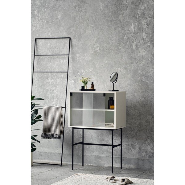 Szürkésbézs tálalószekrény tolóajtóval 70x109x40 cm Lekko – noo.ma-image-1