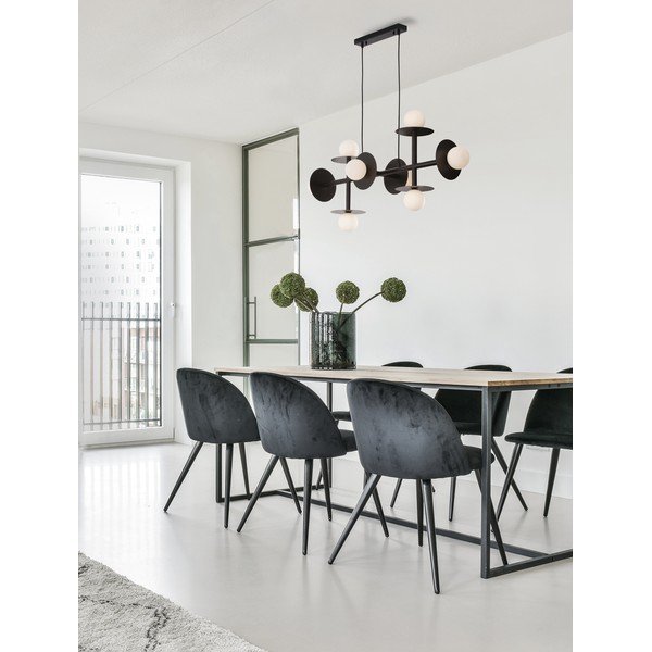 Fehér-fekete fém függőlámpa üveg búrával Pielo – Nova Luce-image-1