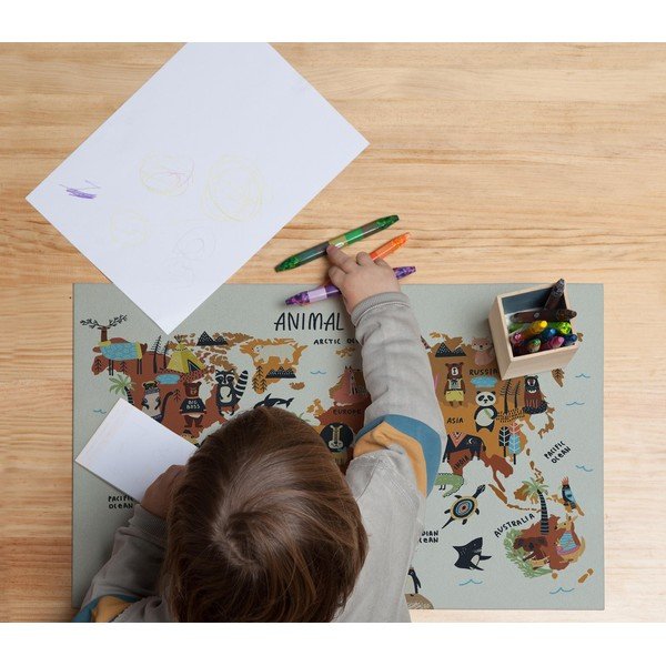 Animals Worldmap íróasztal alátét, 55 x 35 cm - Really Nice Things-image-1