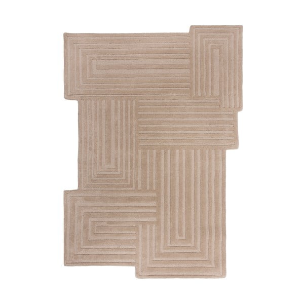 Bézs kézi szövésű gyapjú szőnyeg 120x170 cm Zen Rectangles – Flair Rugs