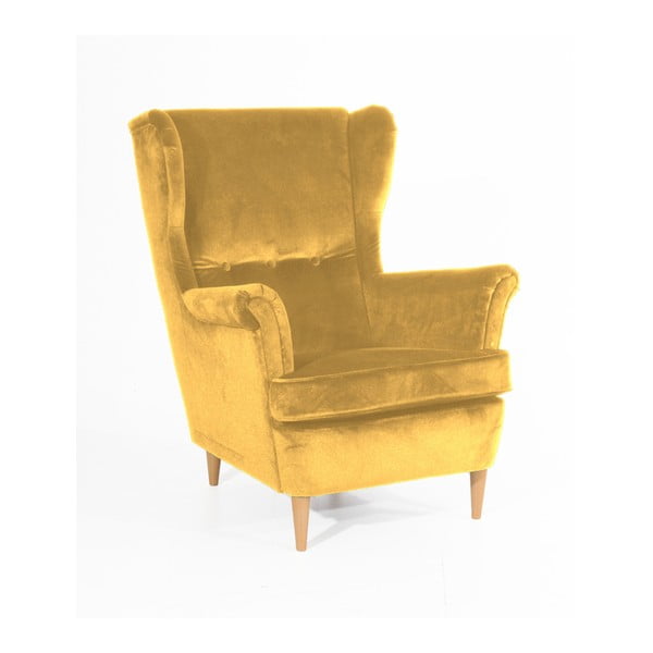 Clint Suede sárga fotel világosbarna lábakkal - Max Winzer