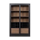 Fekete-natúr színű borovi fenyő tálalószekrény tolóajtóval 125x200 cm James – WOOOD