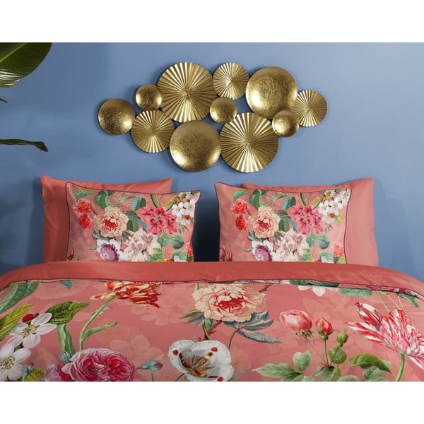 Flowery narancssárga organikus pamut egyszemélyes ágyneműhuzat, 140 x 220 cm - Descanso-image-2