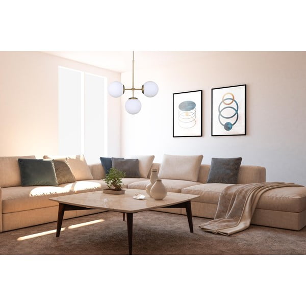 Fehér-aranyszínű függőlámpa üveg búrával ø 15 cm Seagull – Squid Lighting-image-2