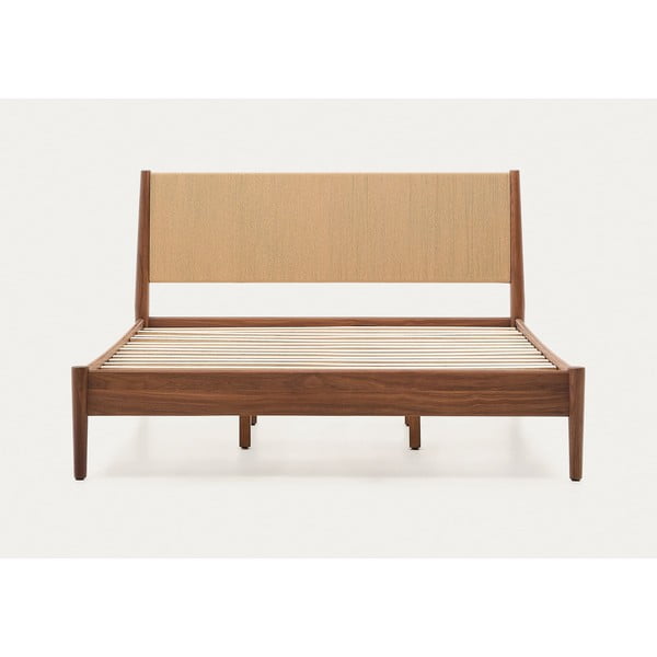 Sötétbarna franciaágy ágyráccsal 160x200 cm Elan – Kave Home-image-3