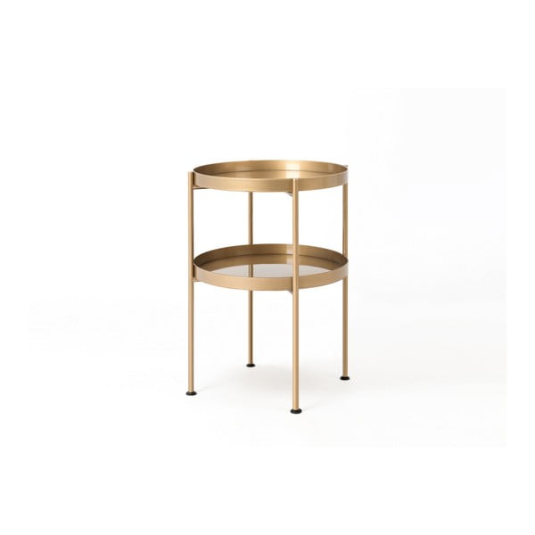 Hanna aranyszínű acél, polcos tárolóasztal, ⌀ 40 cm - Costum Form