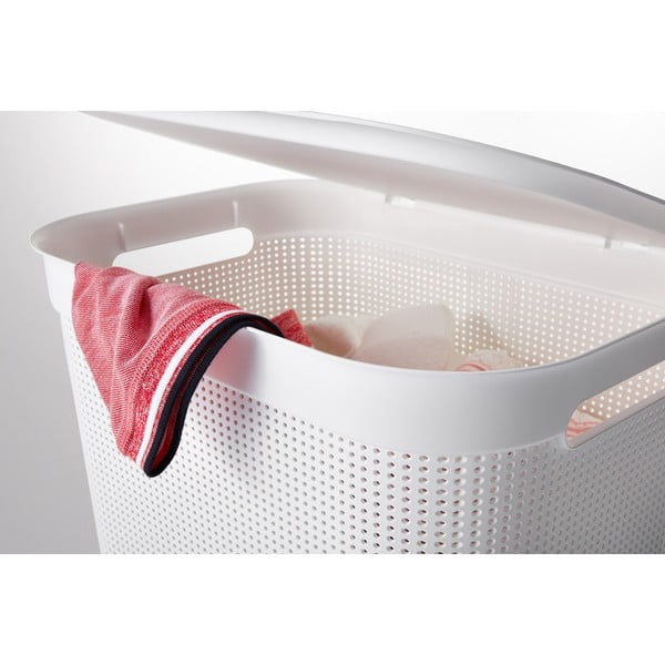 Fehér műanyag szennyeskosár 50 l Brisen - Rotho-image-4
