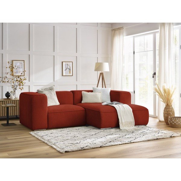 Téglavörös buklé sarokkanapé (jobb oldali) Zephyr – Bobochic Paris-image-1