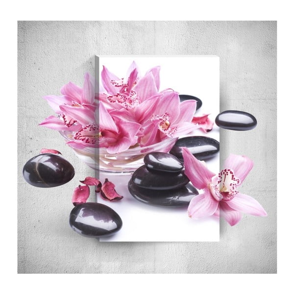 Pink Flowers With Pebbles 3D fali kép, 40 x 60 cm - Mosticx