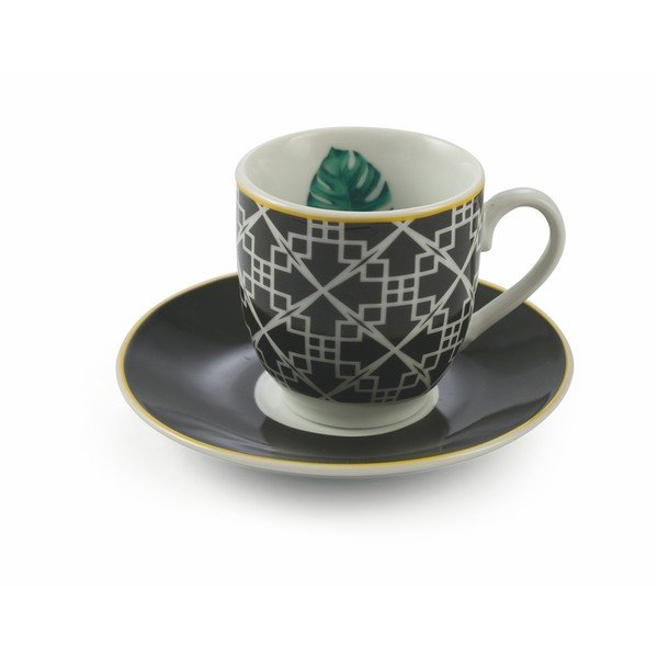 Mykonos Urban Jungle 6 db porcelán csésze alátéttel, 90 ml - VDE Tivoli 1996-image-1