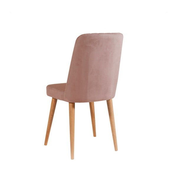 Világos rózsaszín bársony étkezőszék Stormi Sandalye – Kalune Design-image-1