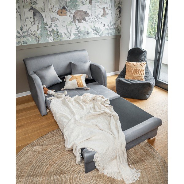 Világosszürke bársony kinyitható kanapé 130 cm Ario – ELTAP-image-2