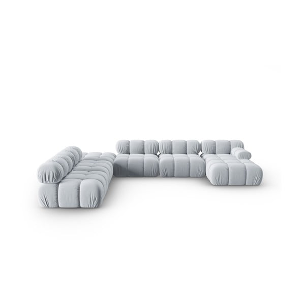 Világoskék bársony kanapé 379 cm Bellis – Micadoni Home