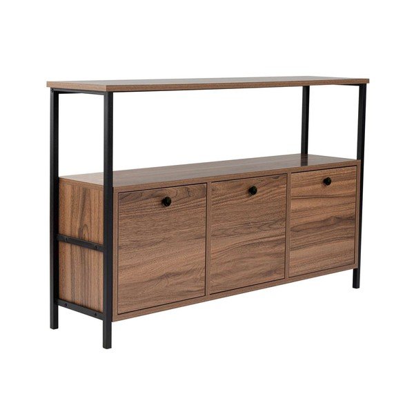 Sötét natúr színű konzolasztal diófa dekorral 29,5x120 cm Solace – Kalune Design-image-2