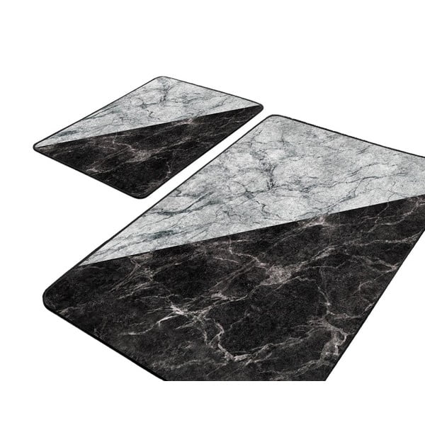 Fekete-fehér fürdőszobai kilépő szett 2 db-os 60x100 cm – Mila Home-image-4