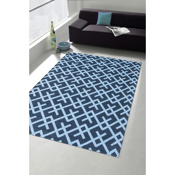 Labyrinth Blue fokozottan ellenálló konyhai szőnyeg, 60 x 220 cm - Floorita-image-1
