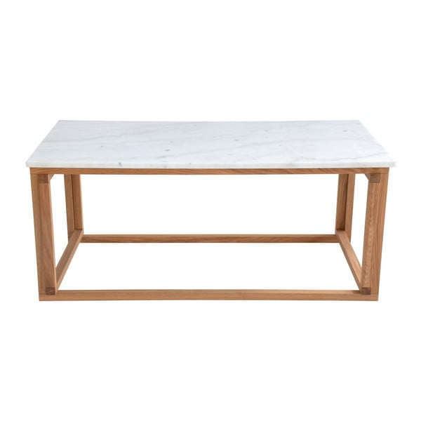 Accent fehér márvány kávézó asztal tölgyfa vázzal, 110 cm széles - RGE