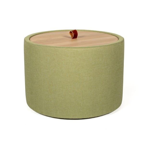 Ibisco zöld tárolóasztal, levehető tölgyfa asztallappal, ⌀ 56 cm - Askala