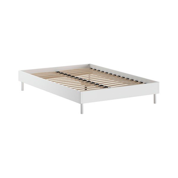 Fehér bükkfa franciaágy ágytámla nélkül ágyráccsal 140x200 cm Forrest – Vipack