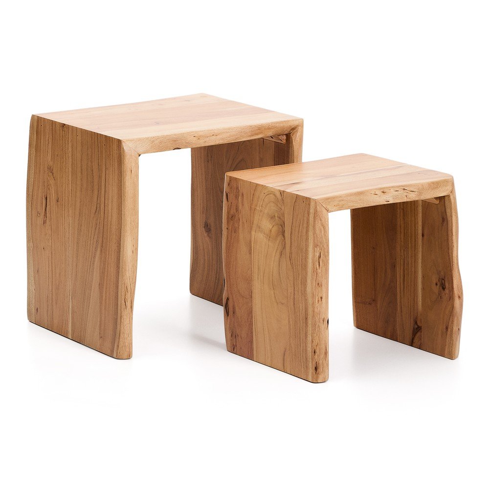 Akácfa tárolóasztal szett 2 db-os 40x50 cm Lomiri Kave Home