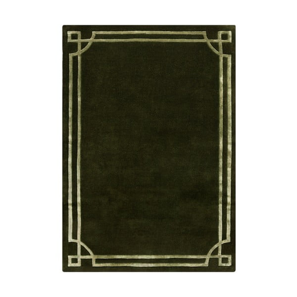 Sötétzöld kézi szövésű gyapjú szőnyeg 120x170 cm Gatsby – Flair Rugs