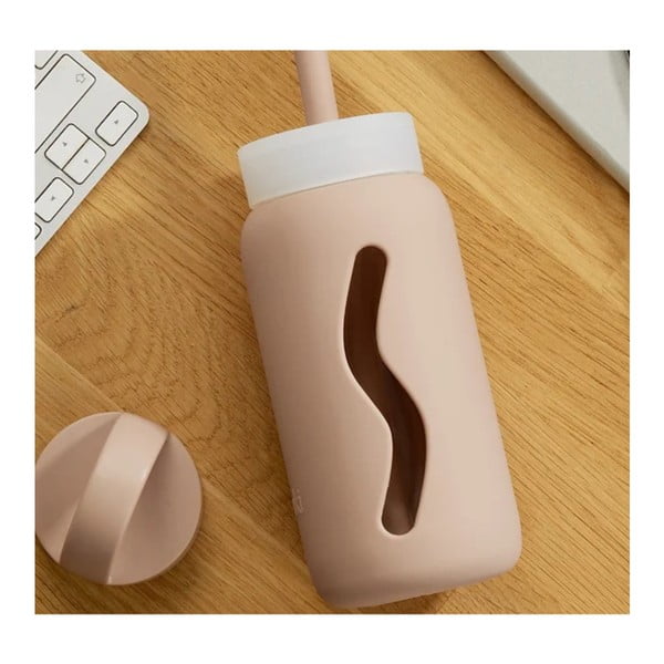 Szilikon szívószál tisztítókefével-fedéllel Tropical Papaya Mini – Muuki-image-1