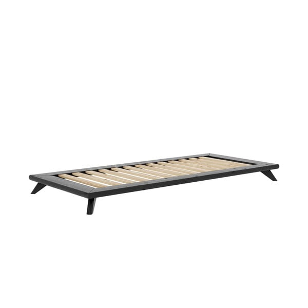 Senza fekete egyszemélyes ágy tömör fenyőfából, 90 x 200 cm - Karup Design