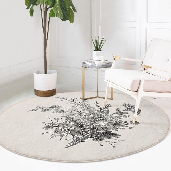 Krémszínű mosható-robotporszívóval tisztítható kerek szőnyeg ø 80 cm Comfort – Mila Home-image-1