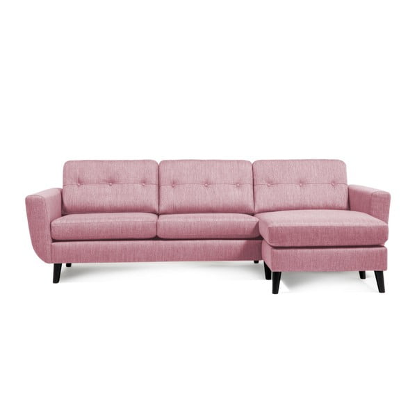 Harlem világos rózsaszín kanapé jobboldali fekvőfotellel - Vivonita