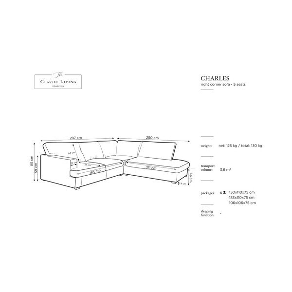 Daphne kék sarokkanapé, bal oldalas - Windsor & Co Sofas-image-1