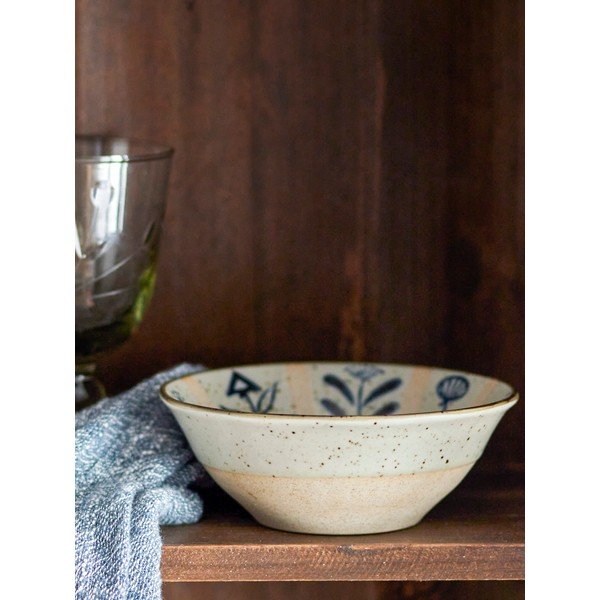 Világoskék-krémszínű agyagkerámia tálka 500 ml Leonie – Bloomingville-image-1