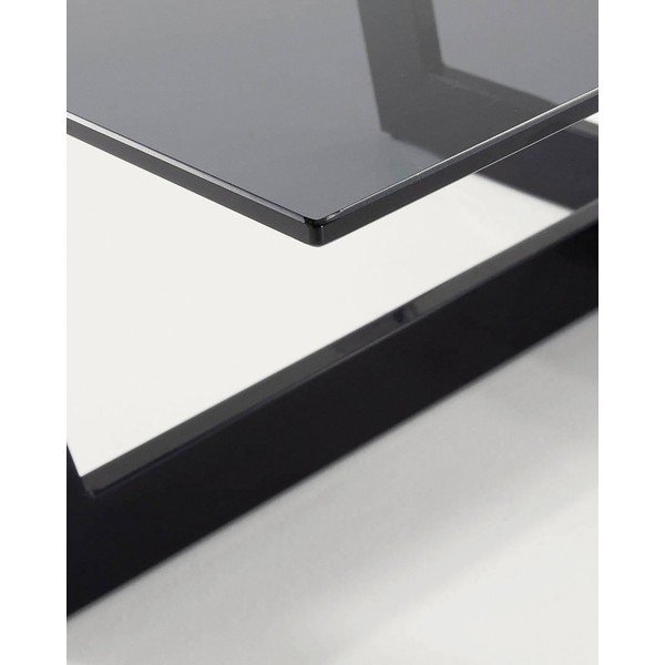 Fekete dohányzóasztal üveg asztallappal 70x120 cm Plam – Kave Home-image-4