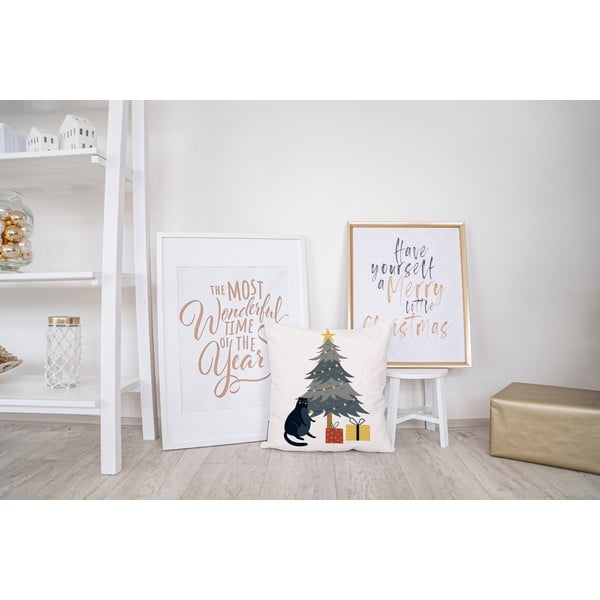 Díszpárna karácsonyi mintával 45x45 cm Crazy Cat Xmas – Butter Kings-image-2