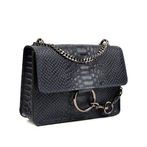 Bella sötétkék bőr borítéktáska - Carla Ferreri-image-2