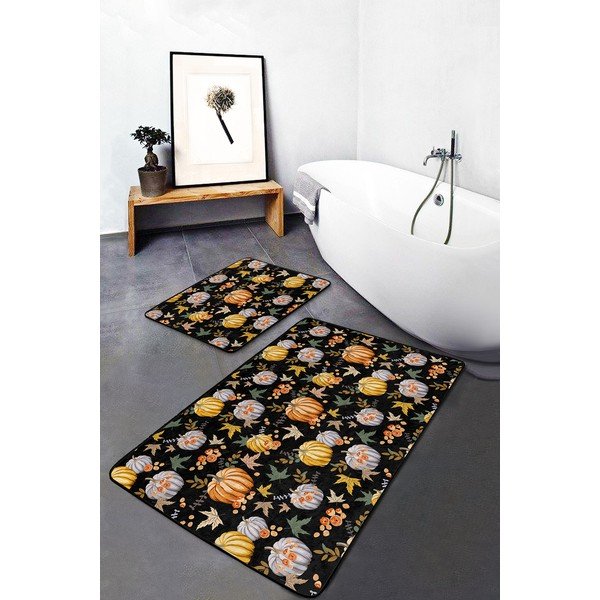 Fekete-narancssárga fürdőszobai kilépő szett 2 db-os 60x100 cm – Mila Home-image-3