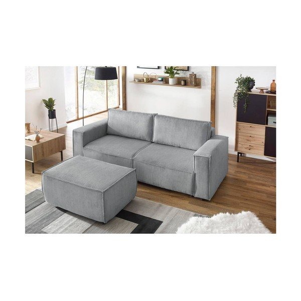 Világosszürke kordbársony puff Nihad – Bobochic Paris-image-4