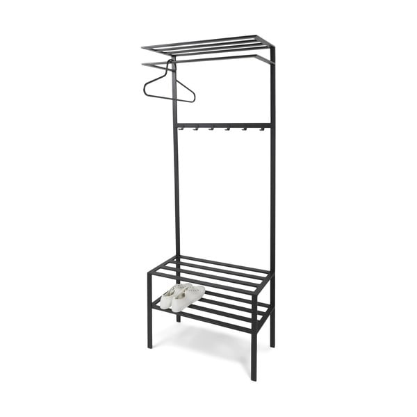 Fekete fém előszoba bútor 70x178x29 cm Ivar – Spinder Design-image-2