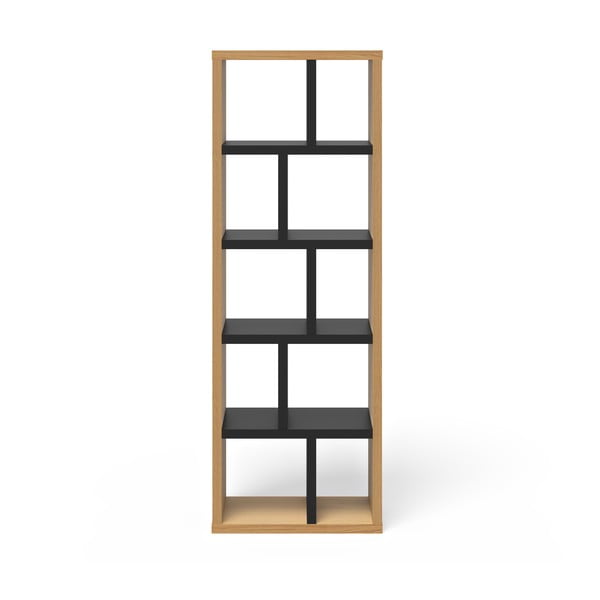Fekete-natúr színű könyvespolc tölgyfa dekorral 70x198 cm Berlin – TemaHome-image-2