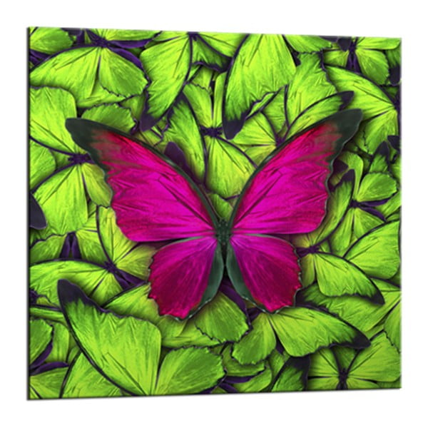 Glasspik Green Butterfly fali kép, 20 x 20 cm - Styler