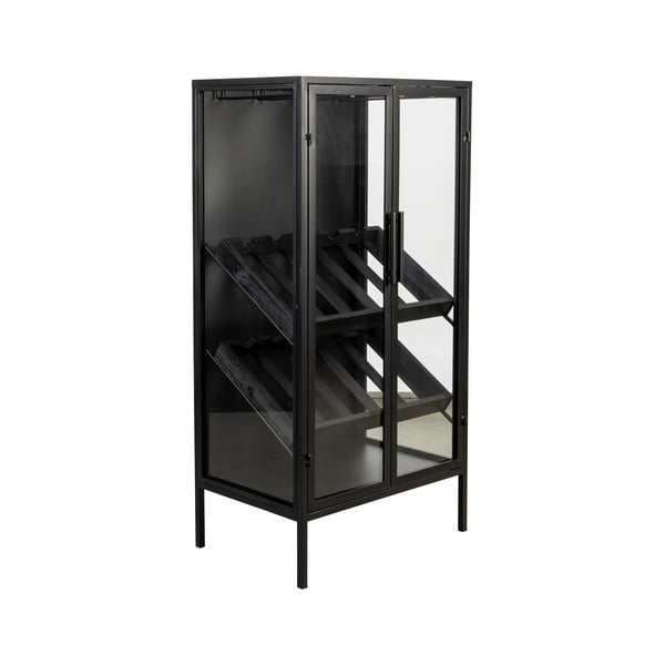 Fekete fenyőfa bortartó szekrény 10 palackhoz, 52x103 cm Rob - White Label-image-2