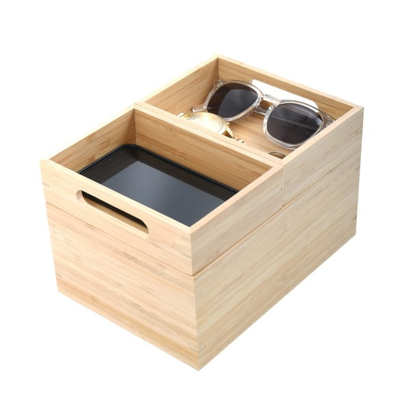 Natúr színű bambusz fürdőszobai rendszerező kozmetikumokhoz Isalys – MSV-image-1