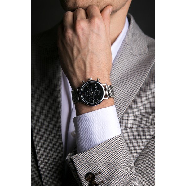 Style férfi karóra, ezüstszínű rozsdamentes acélszíjjal - Walter Bach-image-4