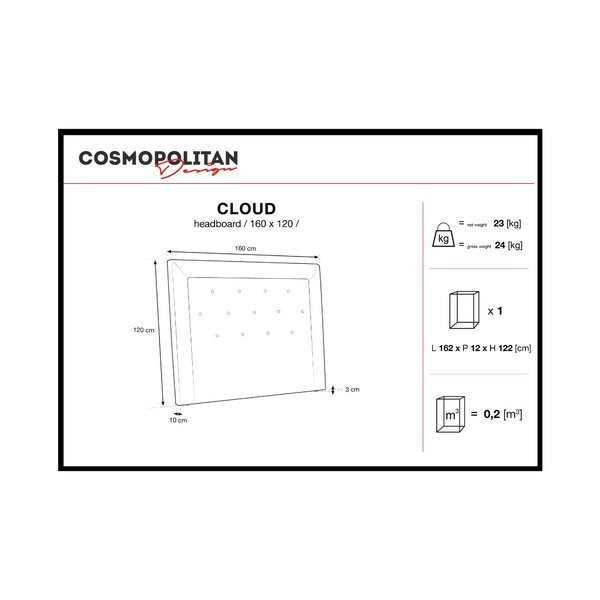 Cloud borvörös ágytámla, szélessége 160 cm - Cosmopolitan Design-image-4